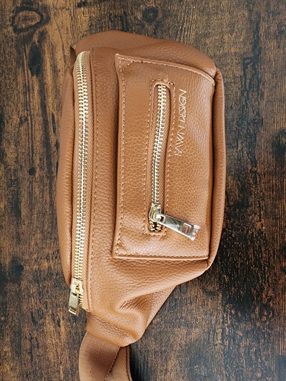 Fawn Design Tan Leather Belt Bag With Gold Hardware